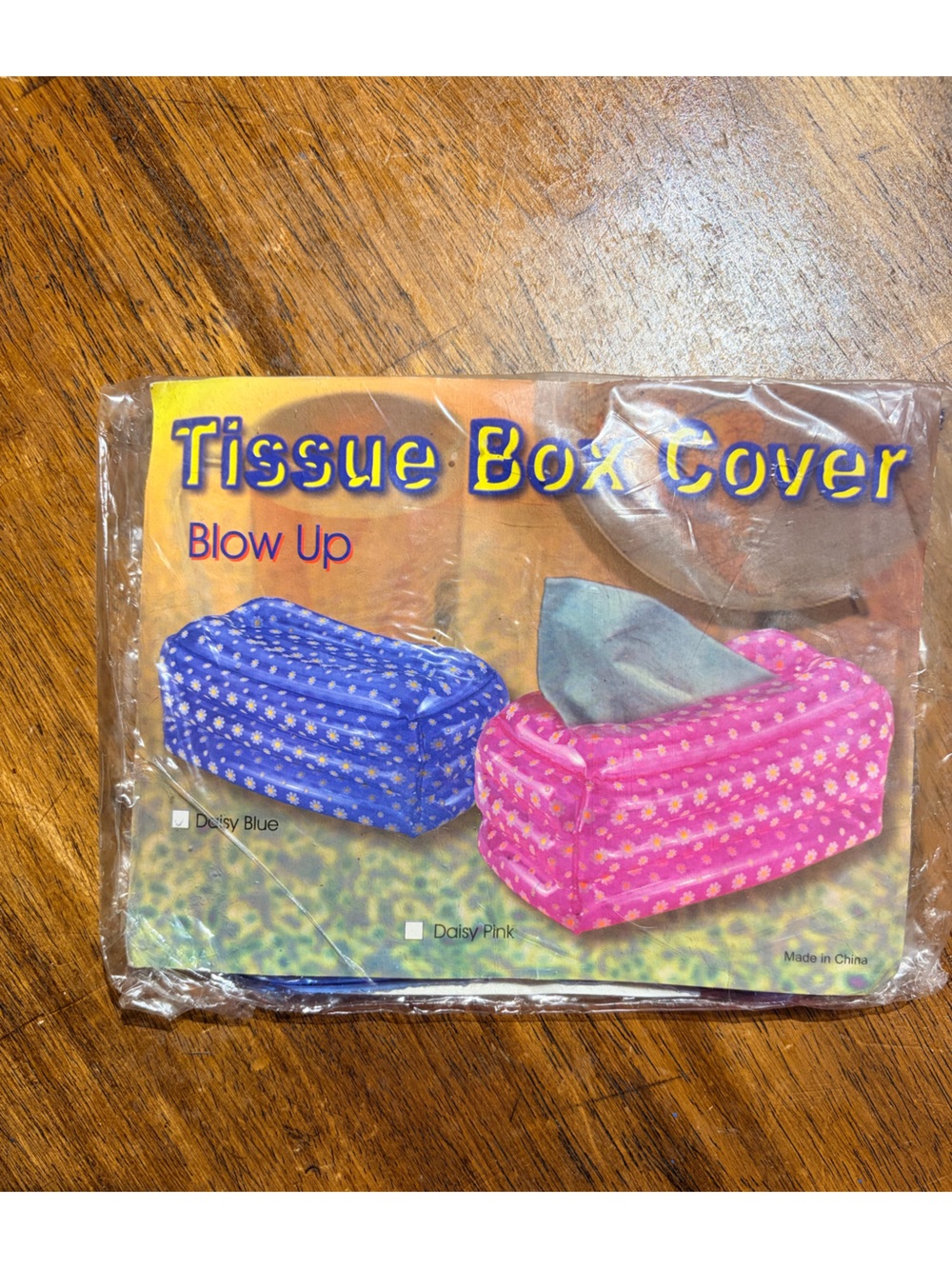 Vintage Tissue Box Cover Blow Up - Daisy Blue